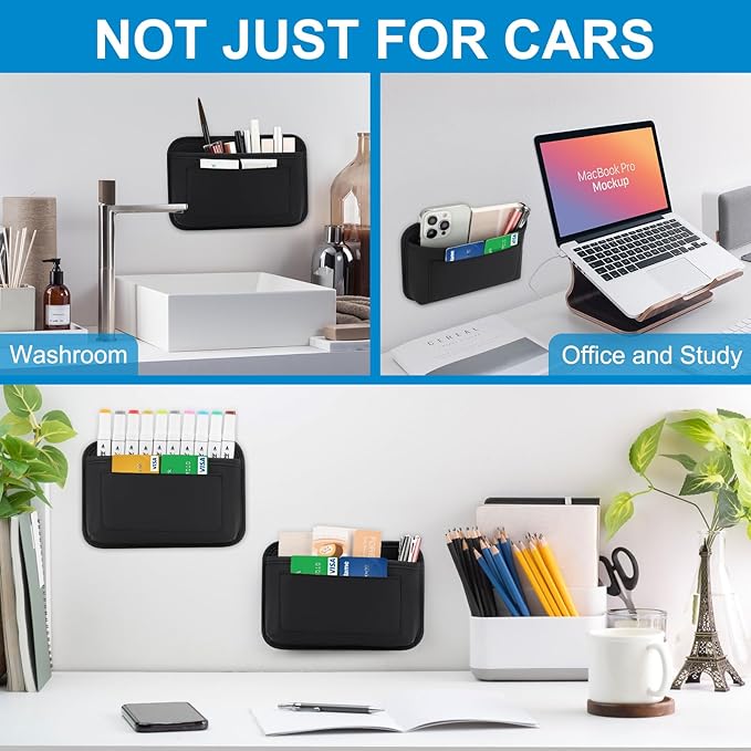Accmor Universal Car Side Pocket Organizer, PU Leather Car Pocket Pouch Cell Phone Sunglasses Holder, Car Phone Pocket Organizer Accessories for Car Seat, Door, Window, Console