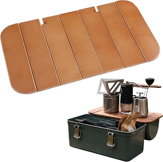 Wooden Table Compatible with Lunch Box 10qt Portable Outdoor Camping Picnicking Cafe Kit Accessories Mini Folding Meal Tables (7.3 x 13.6 x 0.4 Inch), Not Included Lunchbox