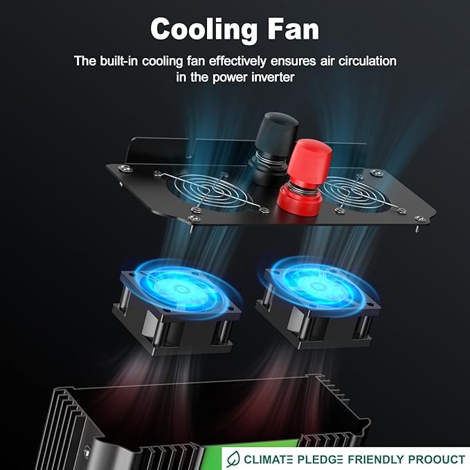 3000W Power Inverter 12V DC to 110V/120V AC Converter, 6000W Peak, LCD Display & Remote Control, Dual AC Outlets & USB Port for RV Truck Solar System, Emergency Backup, Outdoor Camping