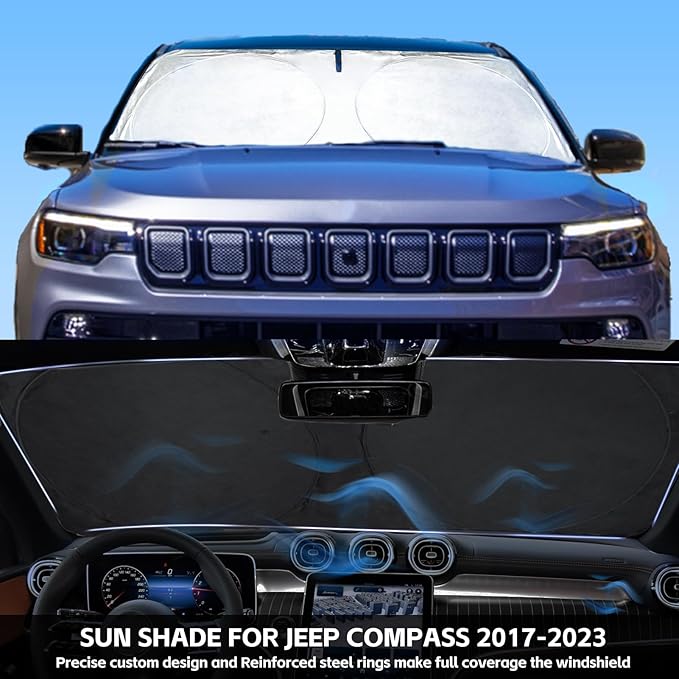 Windshield Sunshade for Jeep Compass 2017-2025 2026, Front Window Sun Visor Cover, UV Heat Blocking Sun Shade Protector Car Accessories