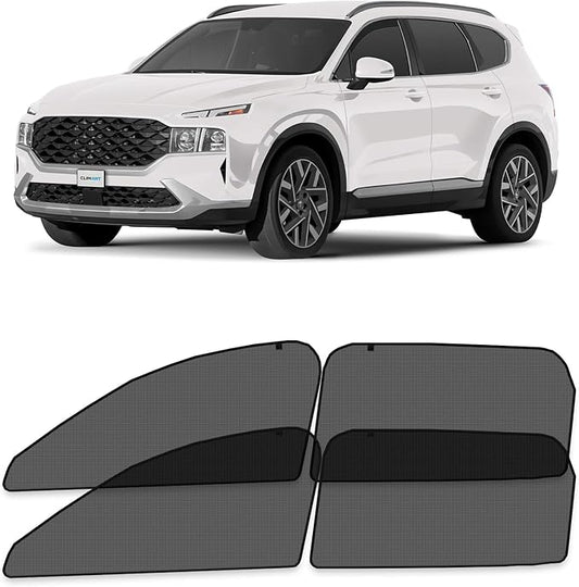 CLIM ART Magnetic Car Window Shades for Hyundai Santa Fe 2019-2023 – Custom-Fit Sun Blocker Curtains, Side Window Covers, Essential Car Accessories for Camping, Baby, and Privacy Protection - MS0258