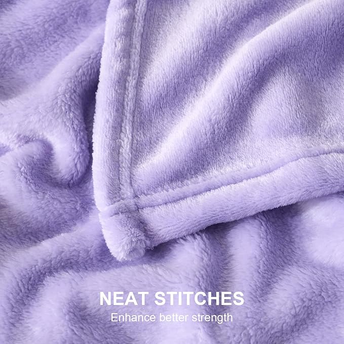 Hansleep Fleece Lilac Throw XL Blanket, Super Soft Flannel Fuzzy Plush Cozy Blanket for All Seasons, Lilac, Throw XL 50x70 Inches