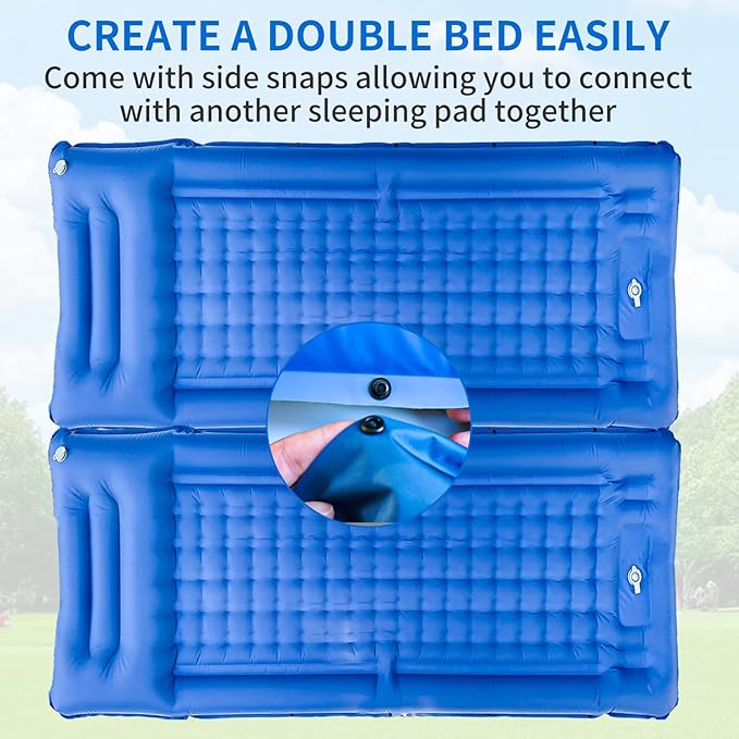 SEVNPRIME 78in x 29in x 5in Camping Sleeping Pad, Upgraded Durable Waterproof Compact Traveling Air Mattress, Built-in Foot Pump, Ultralight Inflatable Sleeping Mat for Backpacking, Hiking