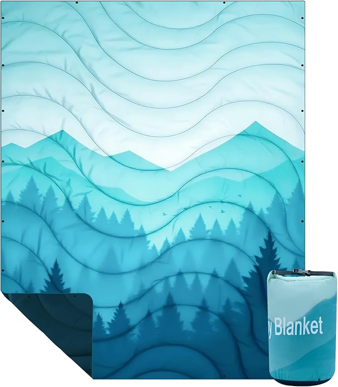 Camping Blanket, Waterproof Outdoor Blankets for Sleeping Packable Ultralight Puffy Camping Quilt for Hammock Hiking Picnic Stadium Beach Cold Weather 55"x78.8"