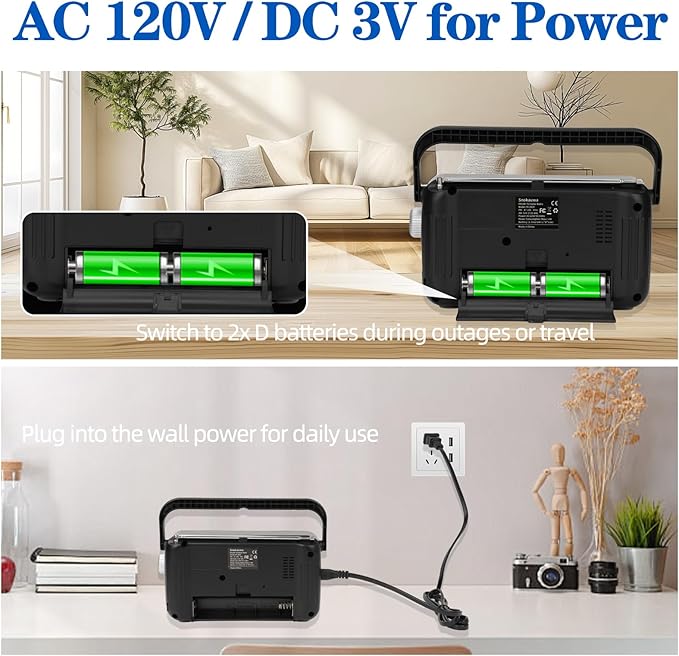AM FM Radio Portable, Transistor Radio, Battery Powered or Mains Operated, Battery Radio with Robust Reception and Built in Speaker, Suitable for Home and Outdoor
