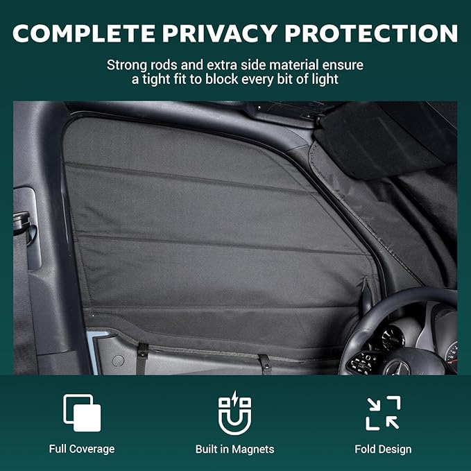 Front Door Window Covers(Pair) for Mercedes-Benz Sprinter 2019-2026 VS30, Magnetic Insulated Blackout Sunshade, XPE Foam Core, AllSeasonGuard