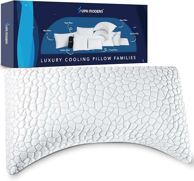 Side Sleeper Pillow for Neck and Shoulder Pain Relief, Cervical Neck Support Pillow for Side Sleepers, Cooling Shredded Memory Foam Pillows for Hot Back Sleepers, Adjustable Curved Queen Bed Pillows