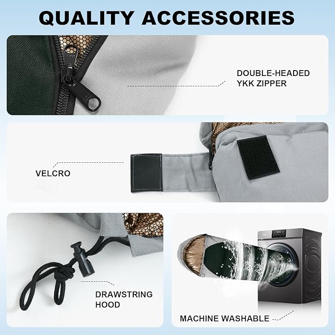 Sleeping Bag for Adults All Season 0 Degree,Cotton Canvas with YKK Zipper Compact Backpacking Mummy Camping Sleeping Bag