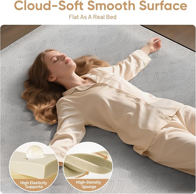 VOSSER Air Mattress with Built-in Pump,Queen 18'' Foam Topper Blow Up Mattress,Luxury Inflatable Mattress 2 Mins Self-Inflation/Deflation - Breathable and Flatness-Free for Camping, Home & Guests