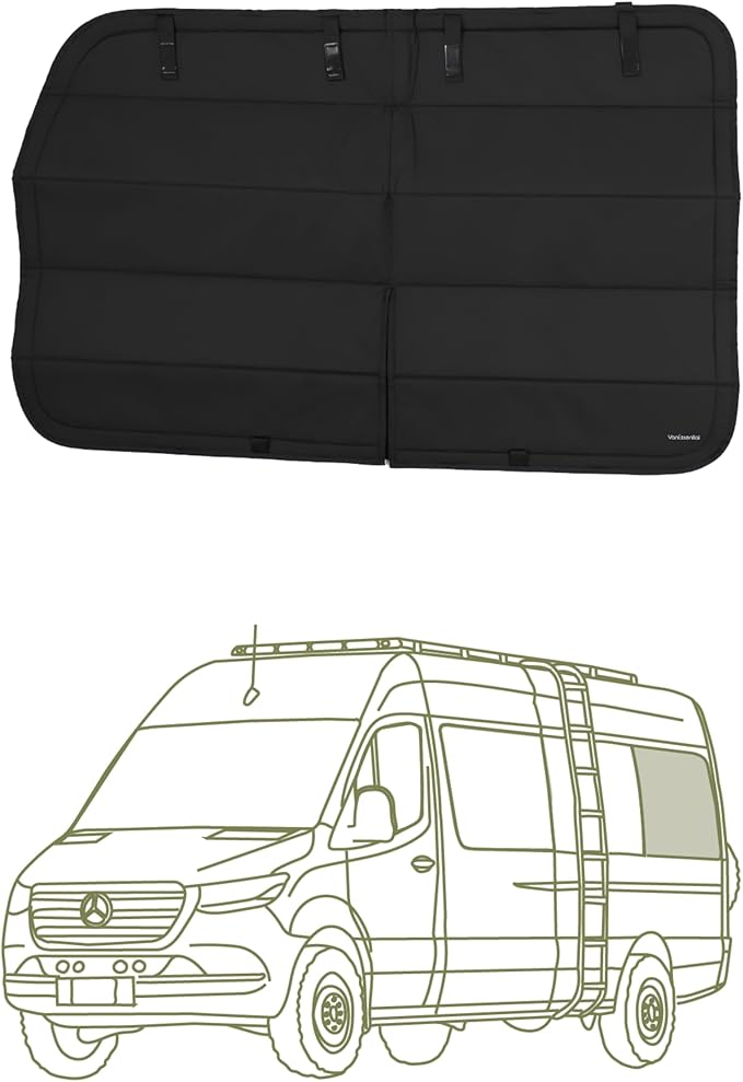 VanEssential Insulated Stealth Blackout Magnetic Window Cover Designed for Mercedes-Benz NCV3 & VS30 (170 Length Van) Rear Qtr Window (Left Hand Side), Black