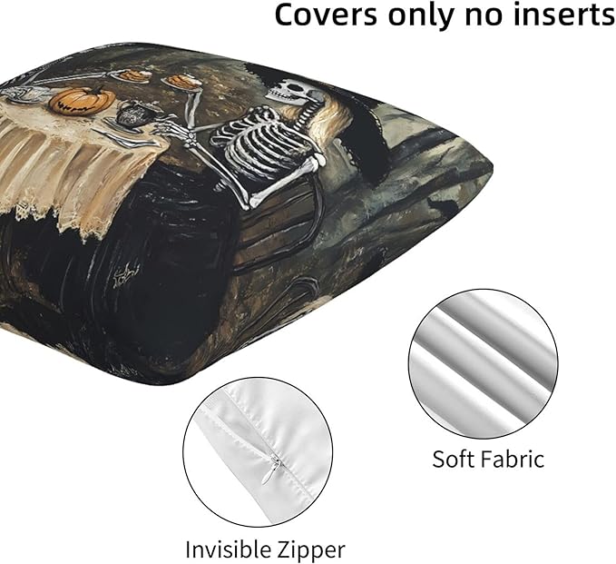 Vintage Skull Throw Pillow Covers 18x18 inch Set of 2 Pillow Case Cushion Cover for Home Sofa Couch Living Room Car Decor