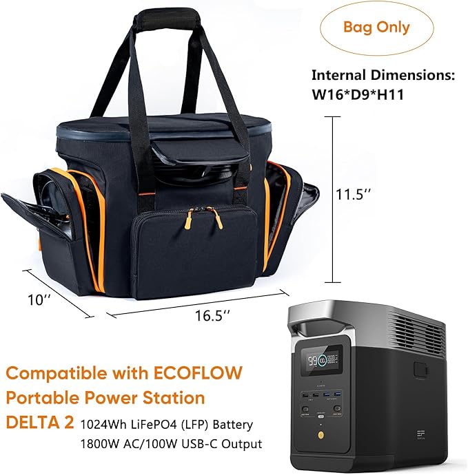 Heavy-Duty Portable Power Station Storage Case Compatible with DELTA 2 Pro Solar Power Bank Carrying Case for Outdoor Camping Essentials Carrying Case Only