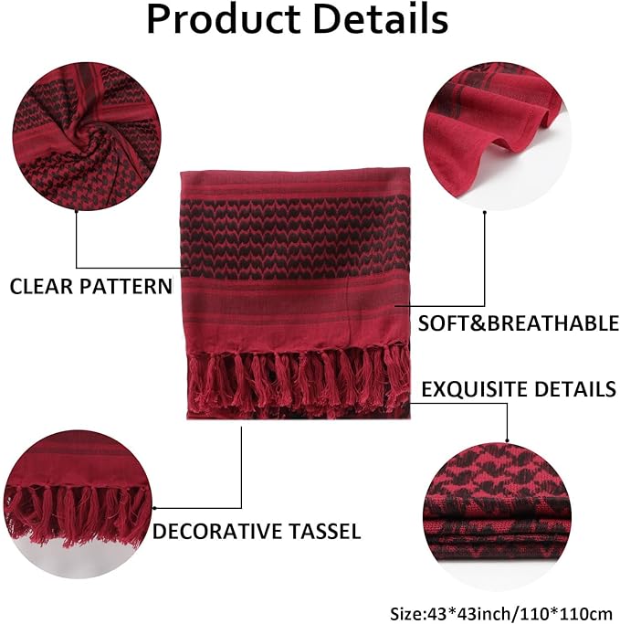 Ever Fairy Military Shemagh Tactical Desert Scarf Cotton Arab Keffiyeh Tactical Scarf Head Neck Face Wrap for Men Women