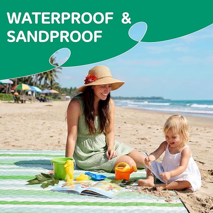 Waterproof Picnic Blanket Beach Outdoor Camping Mat Extra Large Foldable Cute Big Travel Essential Accessories Gift Park Patio Lawn Garden Grass Ground Play Music Festival Concert Must Have