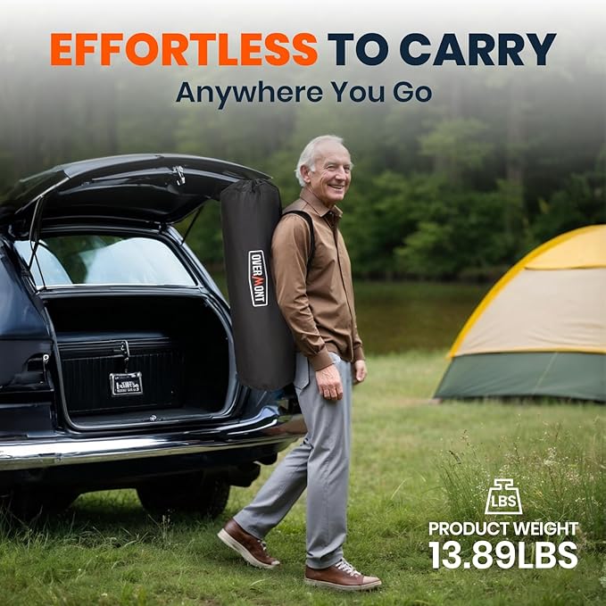 Overmont Heated Camping Chair with High Back - 3 Heat Levels 2-Zone Separately Heating - 450 LBS Support Heavy Duty Folding Chair Portable for Adults Patent No.: US D1.028.543S - Battery NOT Included