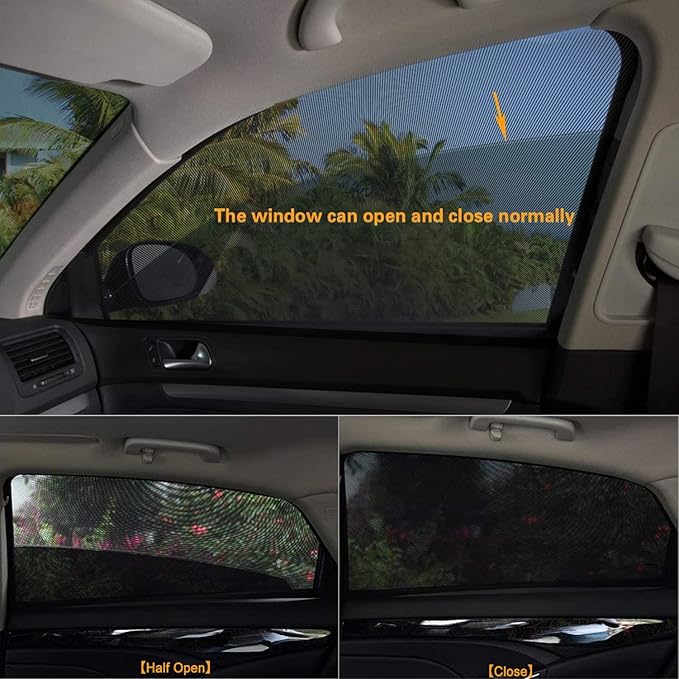 Car Windows Mosquito Net,Car Window Screens for Camping,UV and Car Mosquito Net for Camping |Breathable Mesh Baby Car Window Covers，Sun Glare/UV Rays Double Layer Design(Rear Side 2pcs)