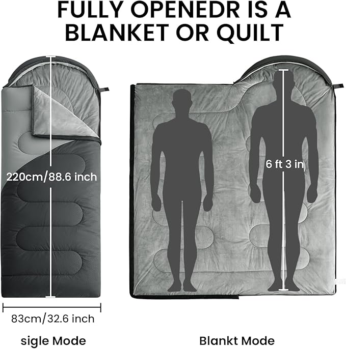 ASHOMELI Camping Sleeping Bags for Adults - 4 Season Warm & Cool Weather - Summer, Spring, Fall, Winter, Lightweight, Waterproof Sleeping Bag for Camping, Traveling, Indoors and Outdoors