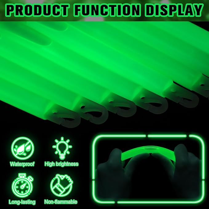 Sotiff 6" Bright Large Glow Sticks Bulk Glow Emergency Glowsticks Snap Military Grade Lights Sticks Long Last Survival Kits for Hiking Party Camping Activities