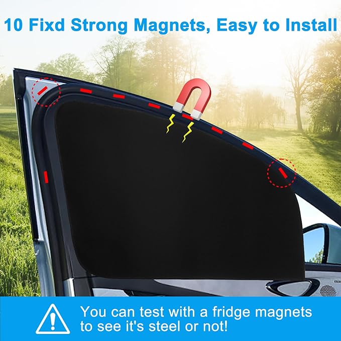 Ovege Car Window Shades 4pcs Magnetic -Side Window Sun Shade for Baby Car Privacy Curtain UV Protection－Front&Back 4pcs