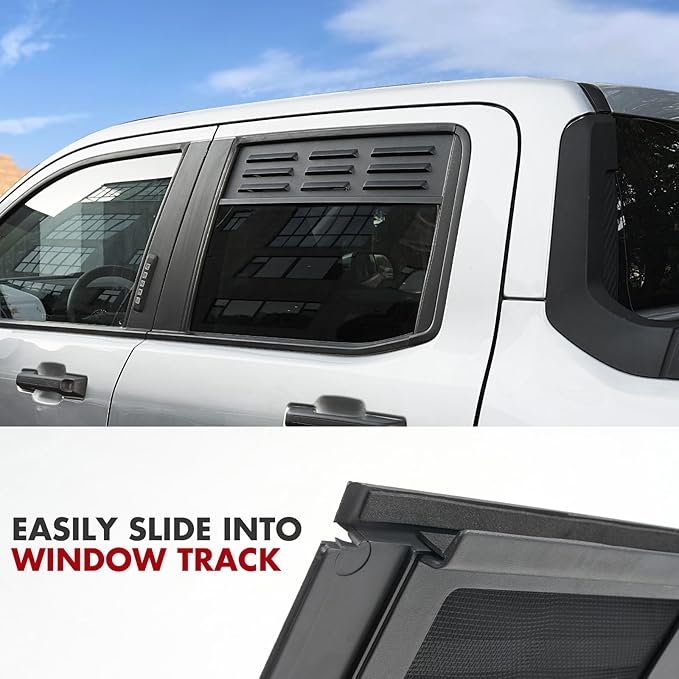 Mabett Rear Window Vents for Ford Maverick 2022-2025 Accessories, Window Cover with Mesh Net for Outdoor Camping Dog Travel Ride(2 Pcs for Rear Window)