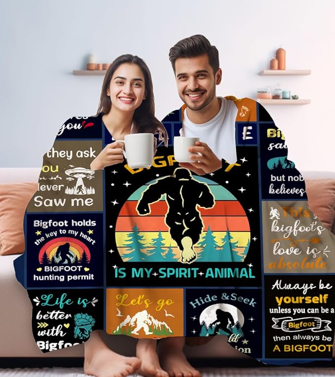 Bigfoot Sasquatch Blanket Gifts for Adults Men Unique,Cool Throw Blankets Sasquatch Decor for Men Women Kids Boys Bigfoot Lovers 60"X50"