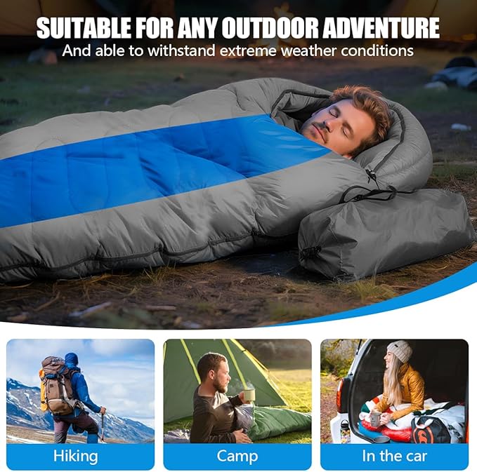 OBTANIM Sleeping Bags Portable Waterproof Camping Sleeping Bag for Adults Kids 4 Seasons Cold Weather or Warm Backpacking Hiking Travel Indoor Outdoor Use