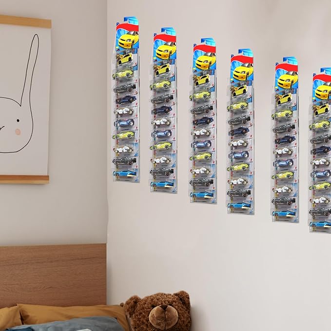 24 Pcs Clear Display Case for Packaged Model Cars,Model Car Display Cases Wall Mount-Holds up to 240 Cars,Toy Car Storage Organizer Compatible with Hot Wheels,Clear Model Car Display Case