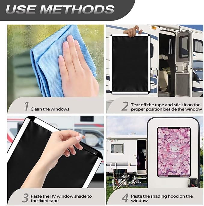 RV Door Window Shades for Inside Camper, Axolotl Print Portable Camper Trailer Blackout Window Cover Rv Door Shade Cover UV Rays Protection, RV Accessories for Outside