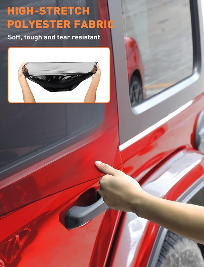 Savadicar Rear Window Sun Shade, Breathable Mesh Side Window Sunshade, Stretchy Sun Screen Net Compatible with 1997 to Present Jeep Wrangler TJ JK JL & Gladiator JT, Anti-UV for Baby/Pet/Camping, Pair
