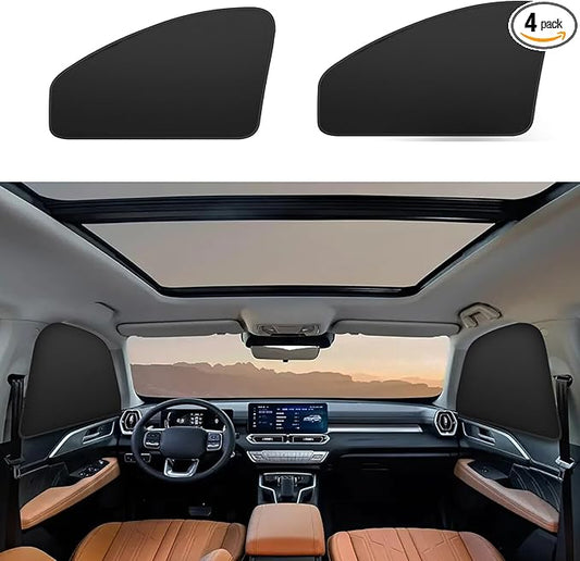Side Window Shade Car Curtains - Privacy Sun Shades Magnetic 100% Block Light Car Window Covers with Cooler Feeling (Black, front-D-2pcs)