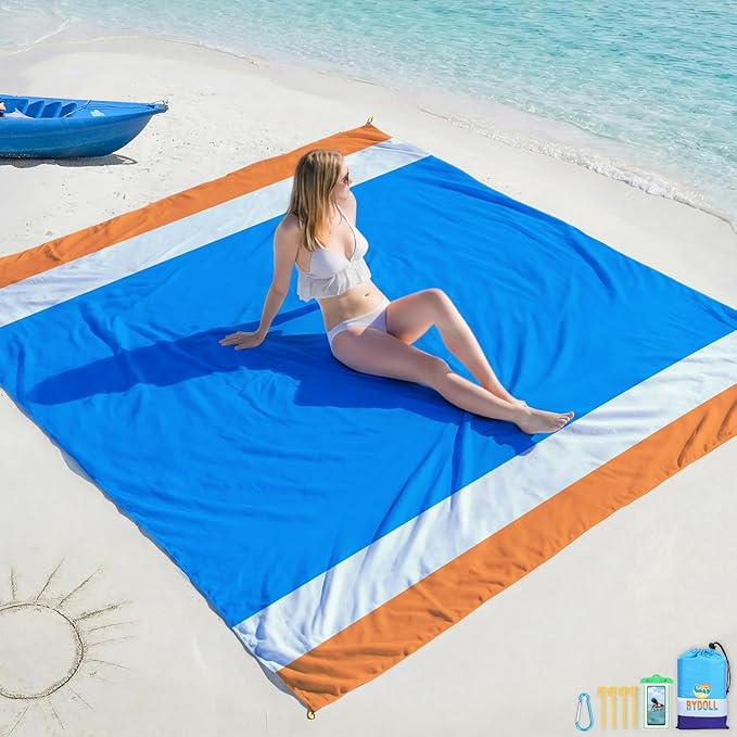 BYDOLL Beach Blanket 10'X9' Waterproof Sandproof Suits1-8 Adults Oversized Lightweight Large Blanket Picnic Mat for Beach Sand Free Travel Camping Hiking Picnic
