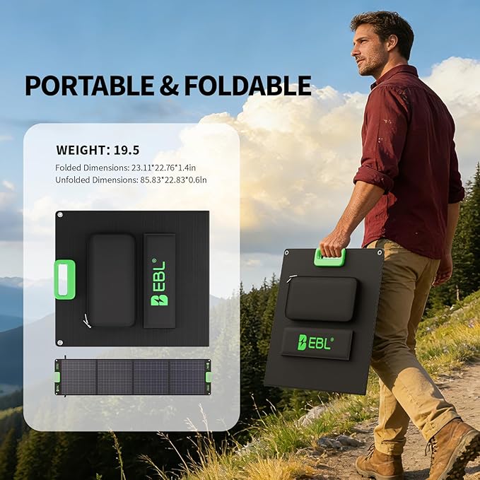EBL 2400W Portable Power Station with 2x200W Solar Panel (Ship Separately), 1843Wh Solar Generator, LiFePO4 Battery Backup,for RV Trip,Camping,Home Emergency