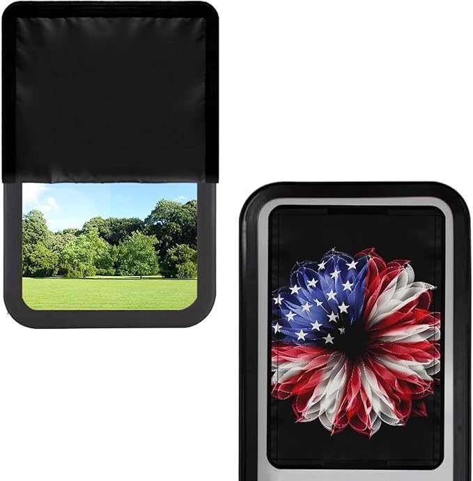 American Flag Flower RV Door Window Shade Cover, RV Door Window UV Protective Cover, Foldable Travel Trailer Motorhome Rv Screen Door Protector, RV Accessories for Inside