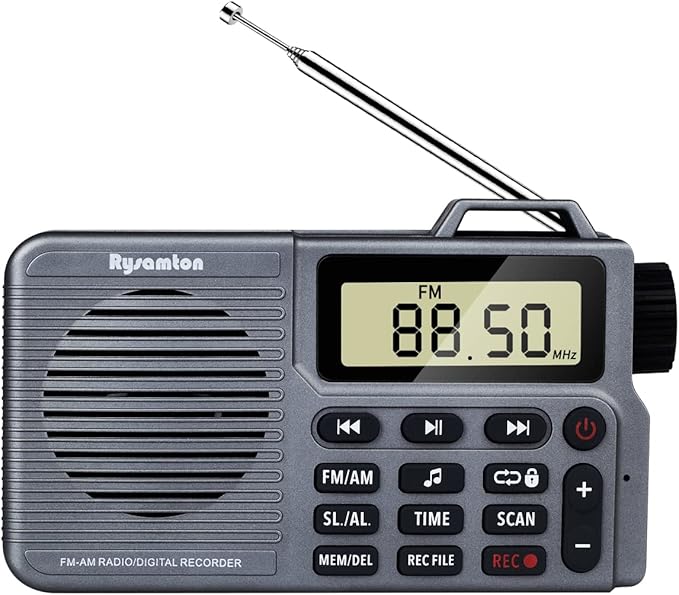 Portable AM/FM Radio, Small Pocket Radio with Bass Speaker, Support Micro SD Card and Record, Long Battery Life, Alarm and Sleep Function