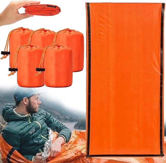 Emergency Sleeping Bag, 84"X36" Waterproof Survival Emergency Sleeping Bags for Survival, Pocket Size Survival Blanket, Thermal Bivy Sack for Outdoor Camping, Hiking