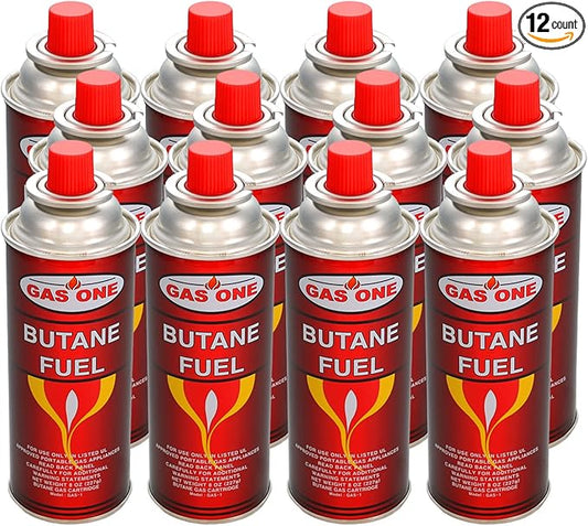 12 Butane Fuel GasOne Canisters for Portable Camping Stoves