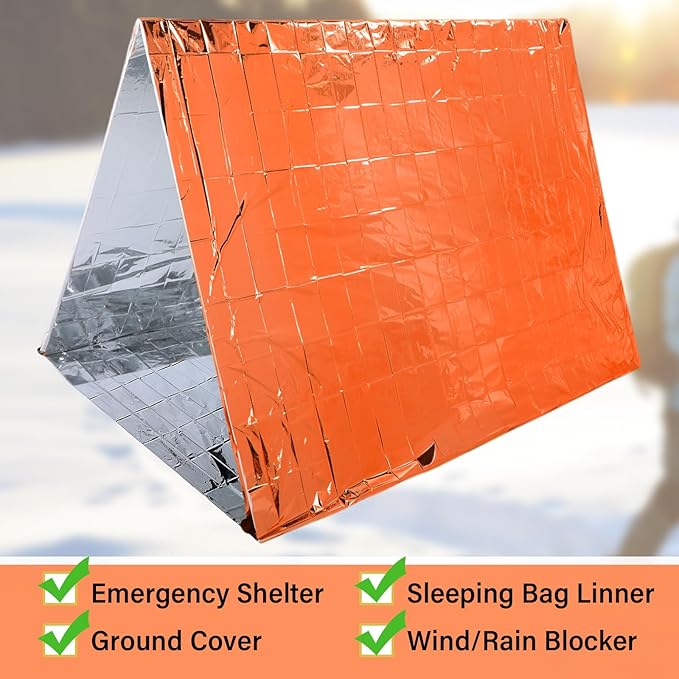 Chumia Emergency Thermal Blanket Bulk 83 x 63 Gigantic Foil Space Blanket Survival Reflective Accessories Gift for Homeless Camping Gear First Aid Hiking Outdoor