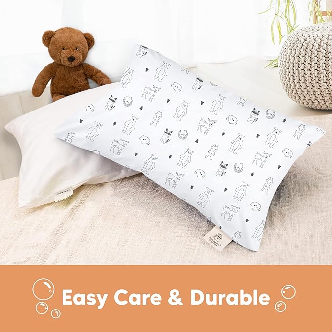 KeaBabies Toddler Pillowcase 13"x18" - Organic Cotton Toddler Pillowcase for Kids, Boys, Girls, Soft & Durable Cotton Cover for Miniature Sleepy Pillows,Cute Colors,Pillow Sold Separately(KeaFriends)