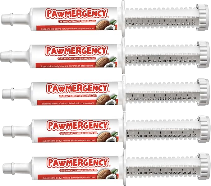 PawMergency – Activated Charcoal First Aid Kit Emergency Rescue for Dogs, Cats, Puppy & Pet Poison Kit, Camping Survival Remedy Essential, Oral Anti Diarrhea Digestive Absorb Toxins 5 Pack