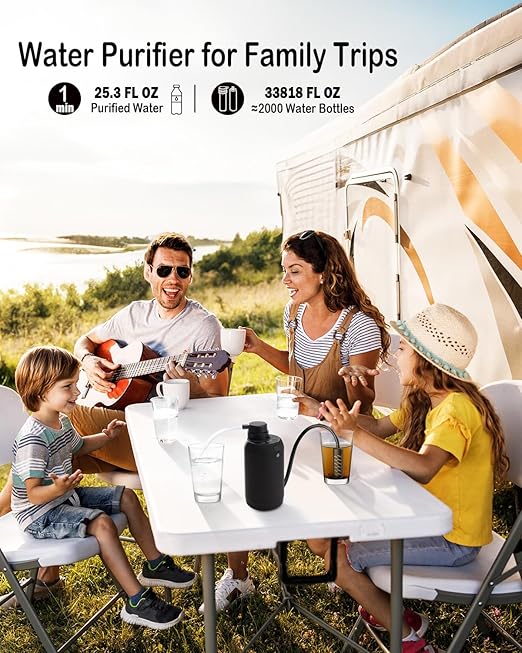 BKLES Water Filter Camping – Electric Portable Water Purifier Survival, 0.01 Micron, 6-Stage Water Filtration System Survival with Emergency Lighting for Hiking, Backpacking, Travel – BK-2000