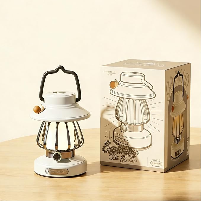 Kids Lantern with 3 Color Dimmable & USB-C Charging, Boys Night Light for Bedroom, Indoor Outdoor Adventures & Emergency Use Toddler Flashlight Camping Essentials for Kids (White)
