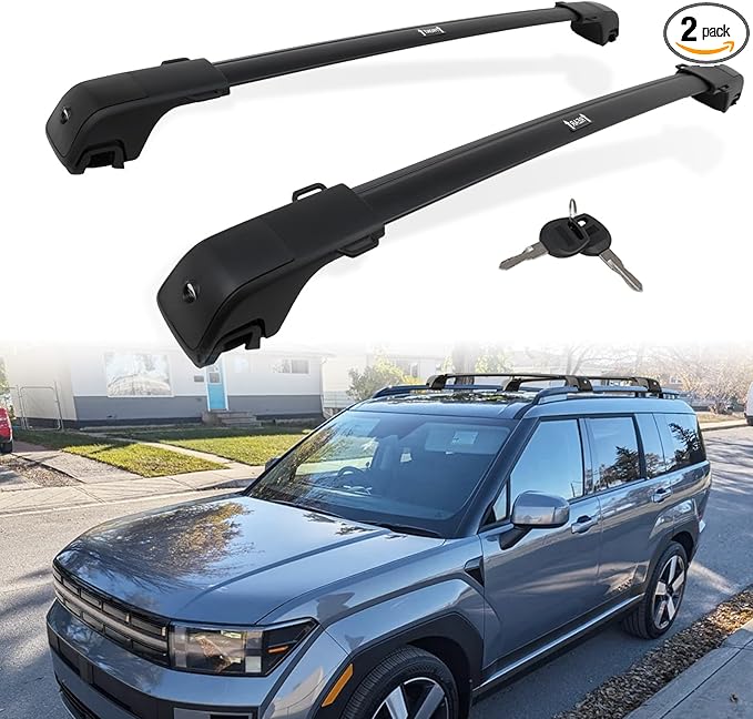 330LBS Lockable Cross Bars Roof Rack Fit for Hyundai Santa Fe 2024-2026 Aluminum Crossbars Cargo Bar Luggage Baggage Carrier Rooftop Accessories, for Storage Bag Kayak Snowboard Canoe Bike
