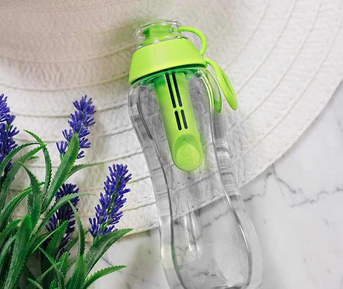 Dafi Sport Water Bottle with Filter Green | 10 oz | Personal Reusable Water Bottle, Backpacking Filter Replacement, tap Water Straw Purifier, Water for Travel | Made in Europe