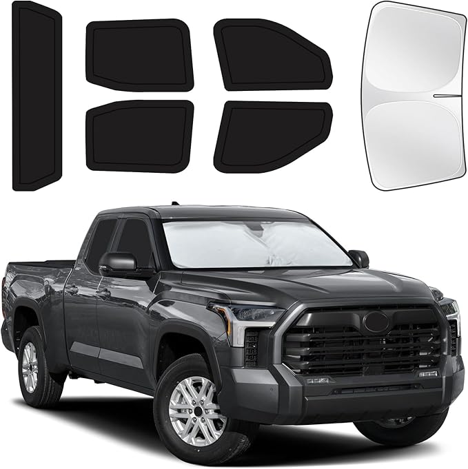 for Toyota Tundra 2022-2025 Car Window Shades, 6pcs Privacy Sun Shade Set for Front Windshield Side and Rear Windows, Full Window Covers Keeps Vehicle Cool for Camping Napping