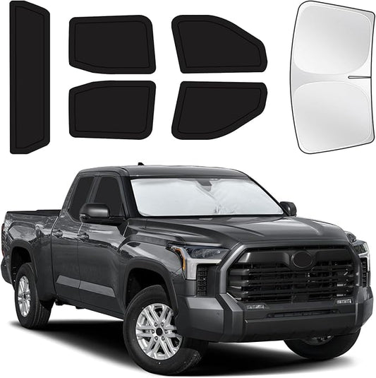 for Toyota Tundra 2022-2025 Car Window Shades, 6pcs Privacy Sun Shade Set for Front Windshield Side and Rear Windows, Full Window Covers Keeps Vehicle Cool for Camping Napping
