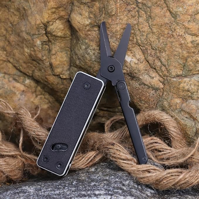 ROXON KS2 Elite Noir Blanc Edge D2 Blade 13 in 1 Mini Multi Tool function pocket knife with big scissor, G10 handle and Pocket clip, good for Camping/Emergencies/EDC Multitool (D2 Steel Blade)