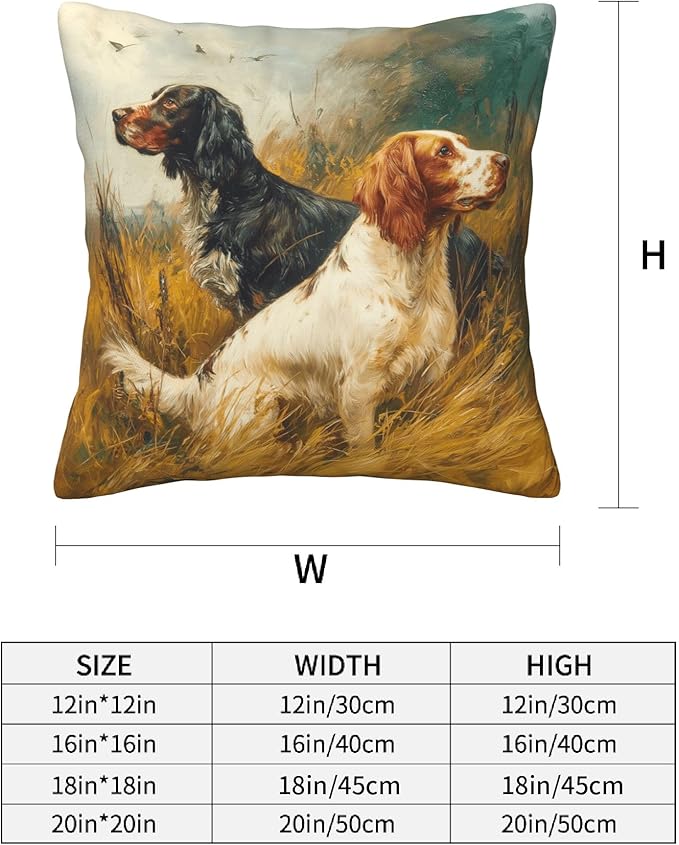 Vintage Dog Throw Pillow Covers 18 X 18 Inch Set of 4 Decorative Cushion Cover Home Decor for Sofa Chair Couch Bedroom Living Room