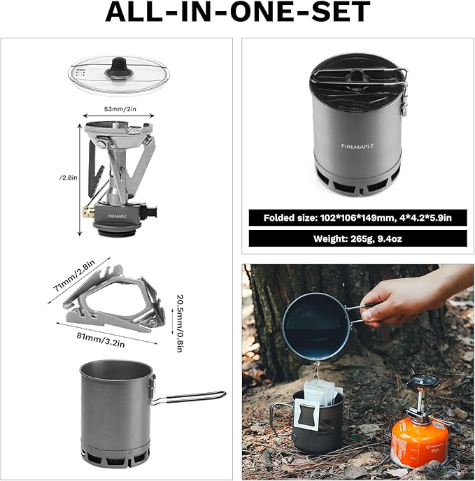 Fire-Maple Petrel Quickboil Pro Ultralight Cooking System – Compact & Fast-Boiling Backpacking Stove Pot Set, Ideal for Hiking, Solo Camping, Travelling, Hunting Trips | PETREL SYSTEM w/Greenpeak