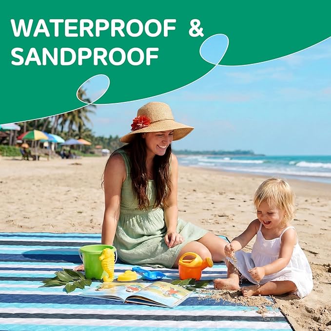 Waterproof Picnic Blanket Beach Outdoor Camping Mat Extra Large Foldable Cute Big Travel Essential Accessories Gift Park Patio Lawn Garden Grass Ground Play Music Festival Concert Must Have