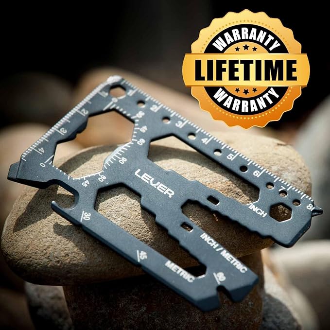 Lever Gear Toolcard Pro - 40 in 1 Credit Card Multitool. Slim, Minimalist Survival Card Wallet Tool Card. TSA Approved Multitool Card Pocket Tool. (Silver)